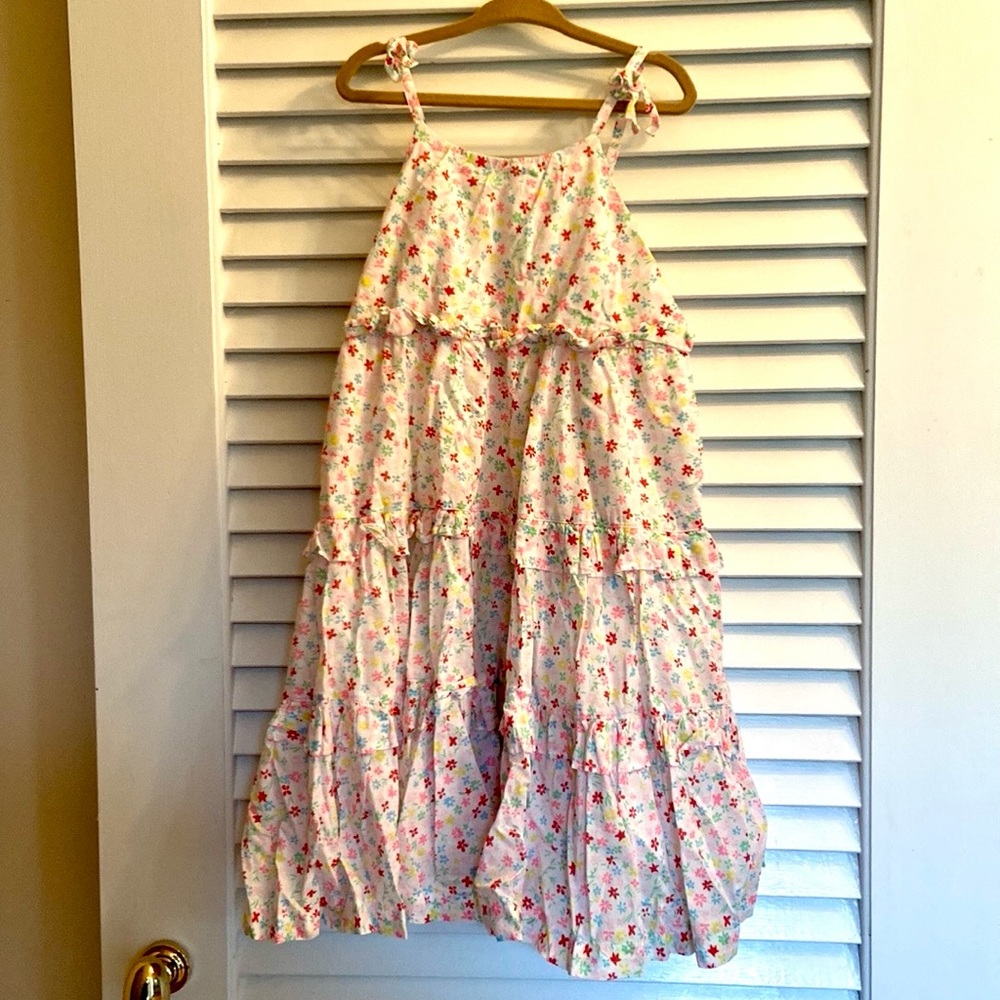 EUC Crewcuts Girl Multi Color Floral Ruffle Midi Dress Size 6